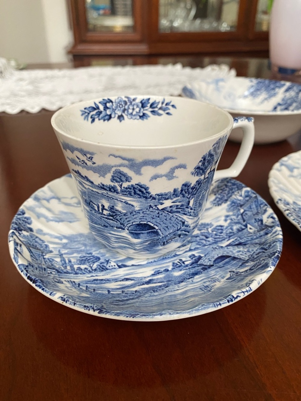England BLUE BROOK Dinnerware Set - Cup, Saucer, Bowl, Salad Plate - Picture 4 of 12